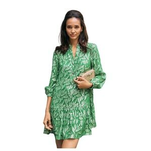 Lilly Pulitzer Evaline Silk‎ Dress – Bamboo Green Leafy Babe Metallic -Size 10